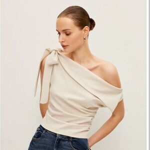 Commense One-Shoulder Top with Bow Detail